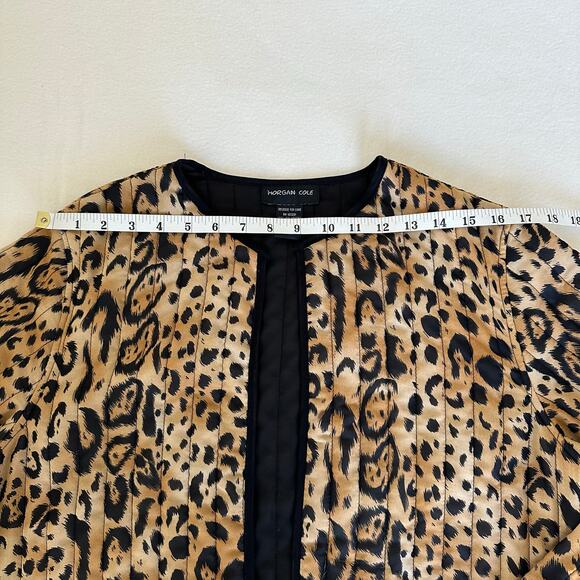Leopard Print Quilted Open Front Blazer Size L Morgan Cole - Picture 8 of 14